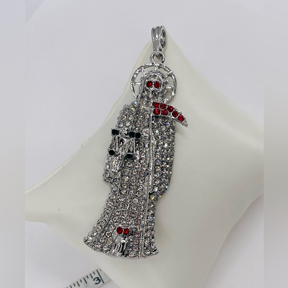 Charm Crystal Rhinestone The Grim Reaper Pendant/Colgante De Santa Muerte